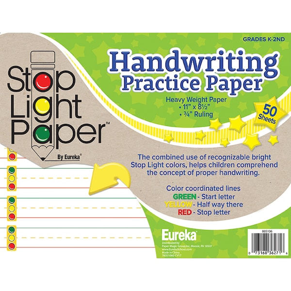 Stop Light Paper Practice Paper Notepad, 50 Sheets Per Pad, 6PK